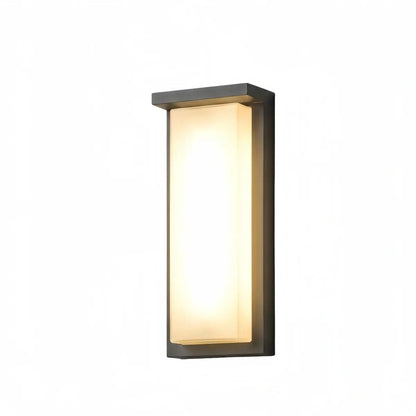 Irondale Modern Rectangular Outdoor Wall Lamp – Black Metal/Acrylic for Garden