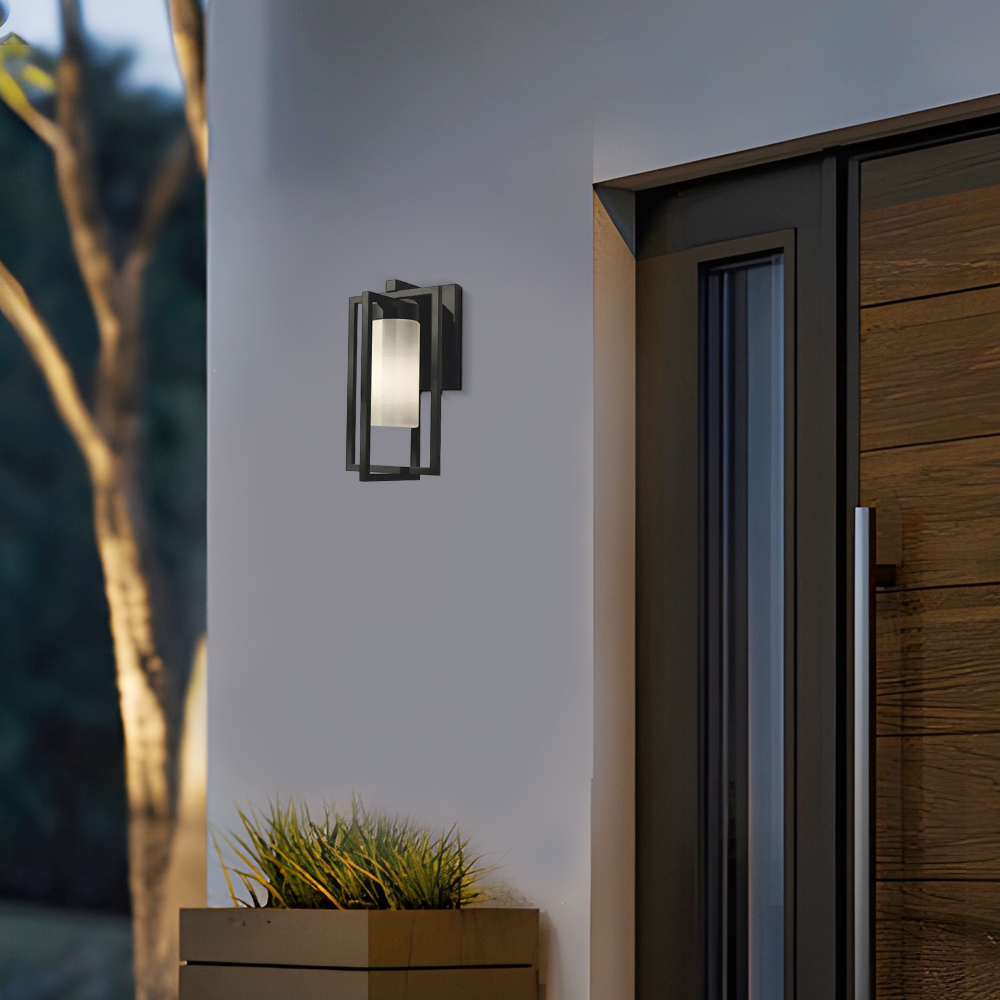 Arcato Modern Rectangular Outdoor Wall Sconce - Black Metal for Courtyard