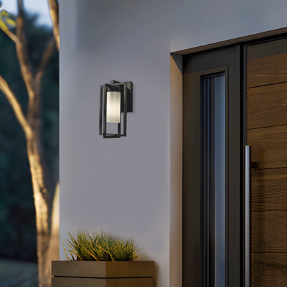 Arcato Modern Rectangular Outdoor Wall Sconce - Black Metal for Courtyard