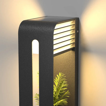 Arcato Modern Rectangular Outdoor Wall Sconce - Black Metal/Acrylic for Courtyard