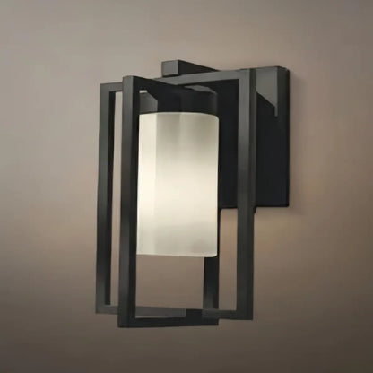 Arcato Modern Rectangular Outdoor Wall Sconce - Black Metal for Courtyard