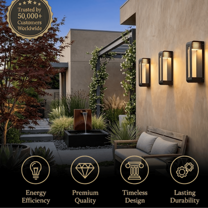 Arcato Modern Rectangular Outdoor Wall Sconce - Black Metal/Acrylic for Courtyard