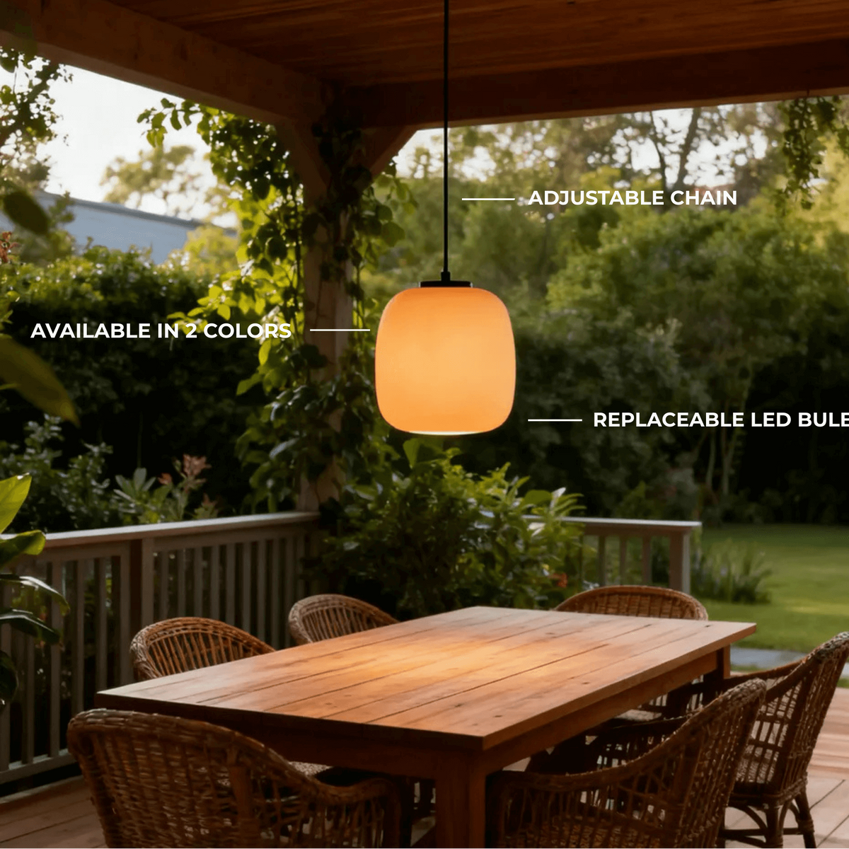 Crema Retro White Outdoor Pendant Light Metal/Acrylic Lantern Design