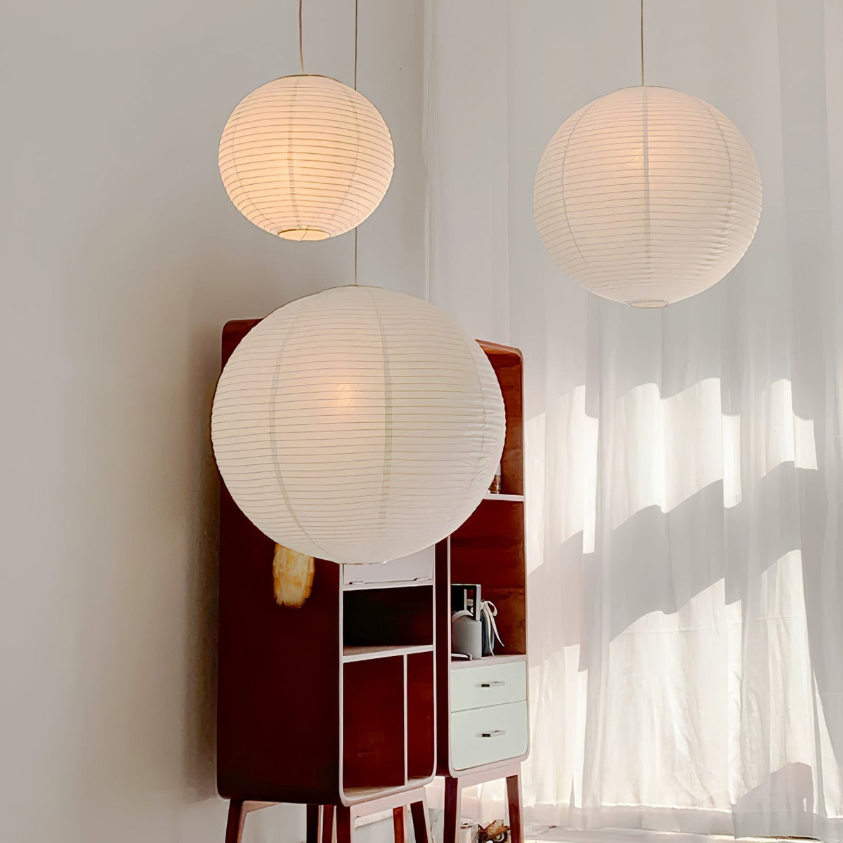 Akari A Pendant Swag Light (black plug wire)