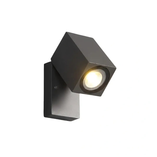 Nuvlight Rotatable Square Wall Lamp - Black Metal for Outdoor Garden