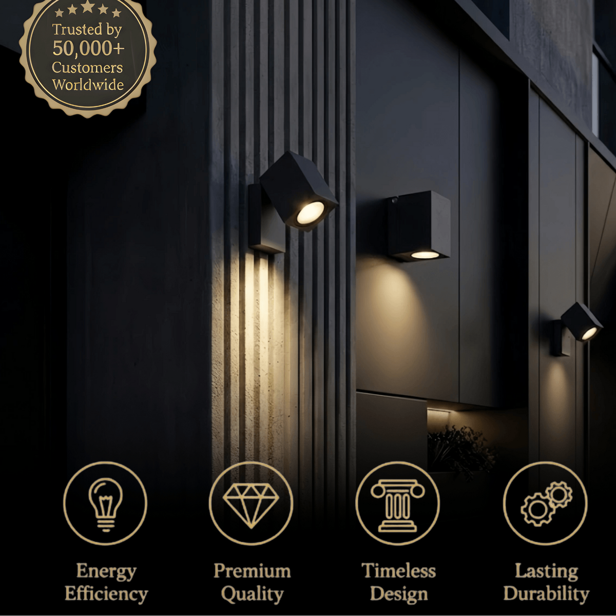Arcato Modern Rotatable Square Wall Lamp - Black Metal for Outdoor Garden