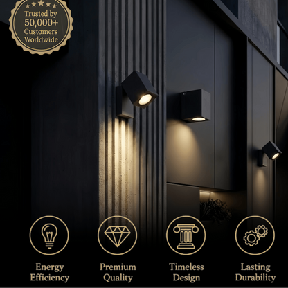 Arcato Modern Rotatable Square Wall Lamp - Black Metal for Outdoor Garden