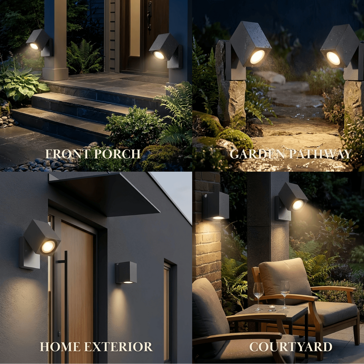 Arcato Modern Rotatable Square Wall Lamp - Black Metal for Outdoor Garden