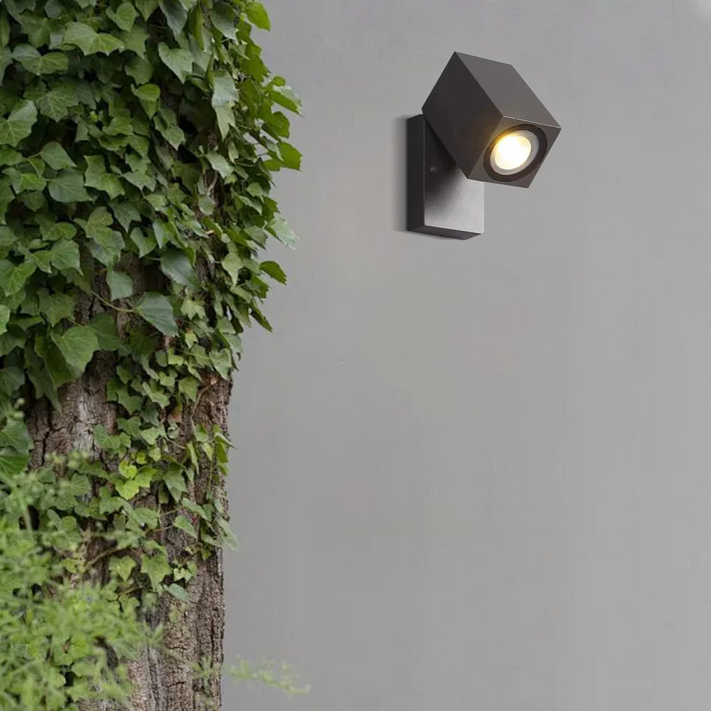 Arcato Modern Rotatable Square Wall Lamp - Black Metal for Outdoor Garden