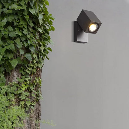 Arcato Modern Rotatable Square Wall Lamp - Black Metal for Outdoor Garden