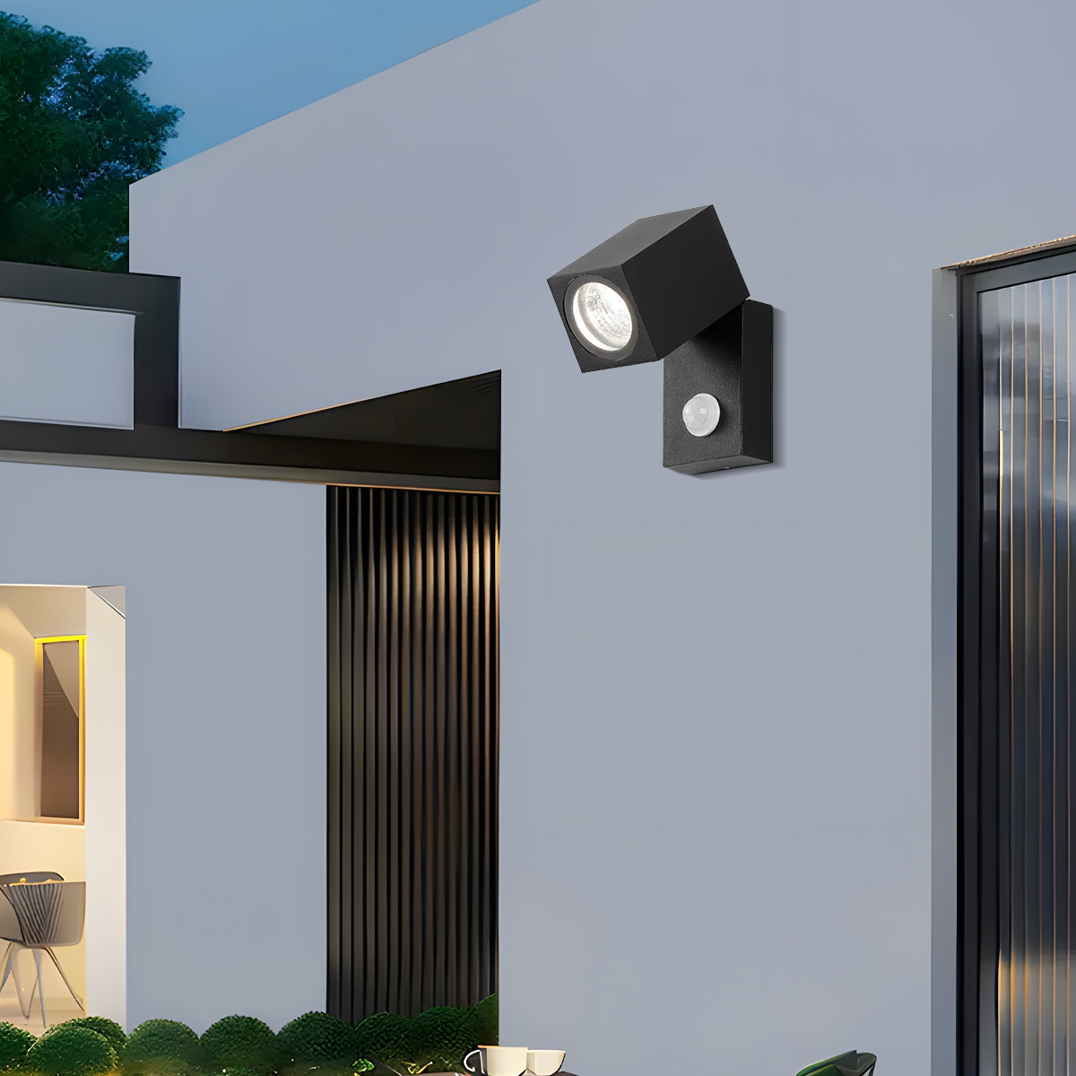 Arcato Modern Rotatable Square Wall Lamp - Black Metal for Outdoor Garden