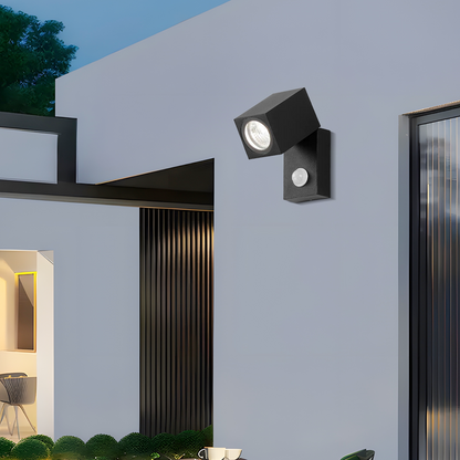 Arcato Modern Rotatable Square Wall Lamp - Black Metal for Outdoor Garden