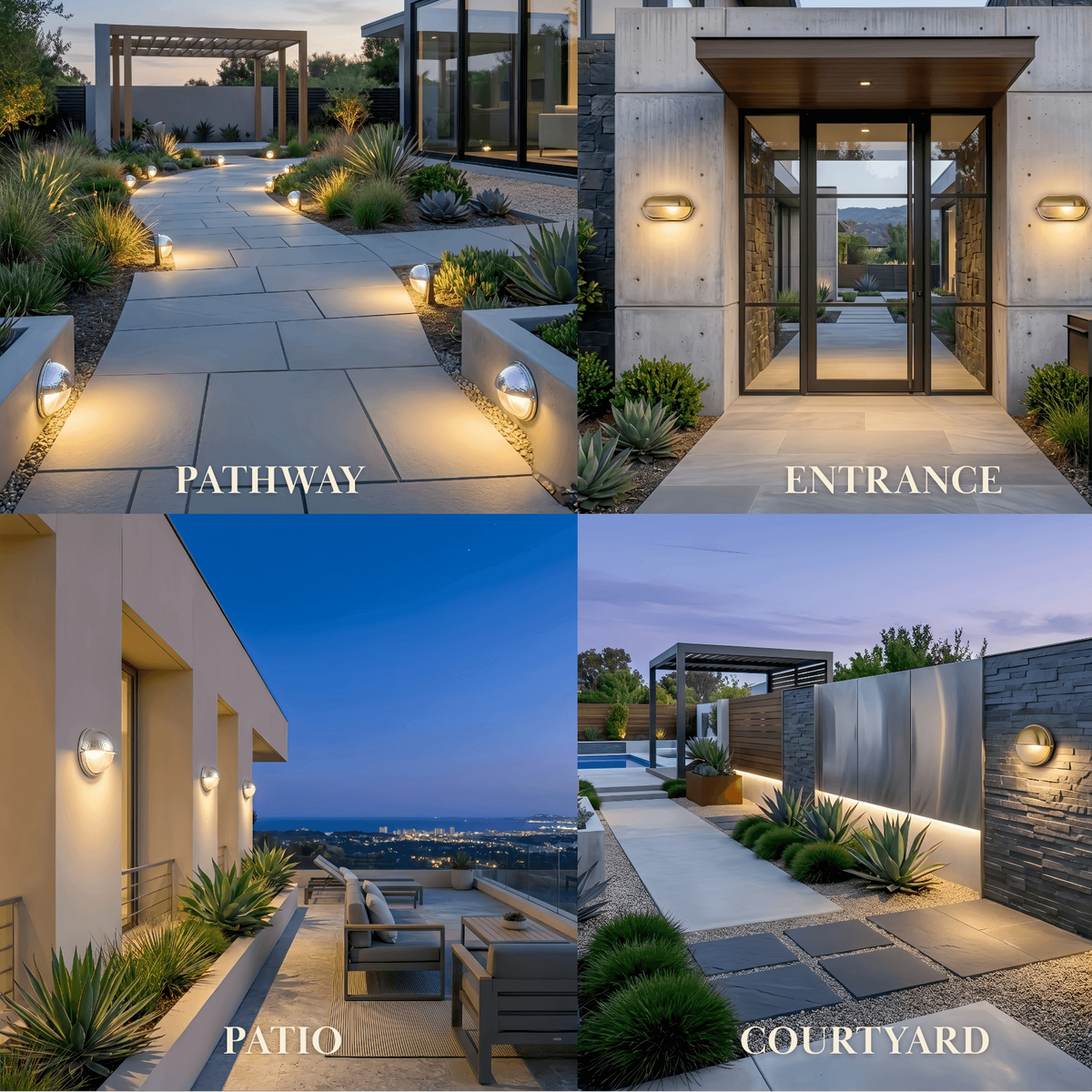 Irondale Modern Round Outdoor Wall Lamp - Silver/Gold Waterproof Metal for Courtyard