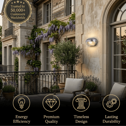 Irondale Modern Round Outdoor Wall Lamp - Silver/Gold Waterproof Metal for Courtyard