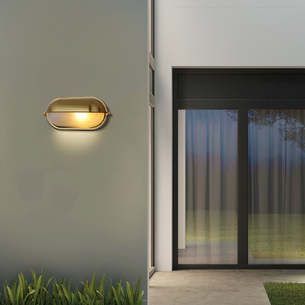 Irondale Modern Round Outdoor Wall Lamp - Silver/Gold Waterproof Metal for Courtyard