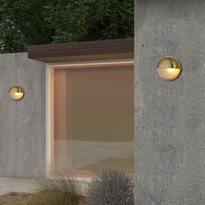 Irondale Modern Round Outdoor Wall Lamp - Silver/Gold Waterproof Metal for Courtyard