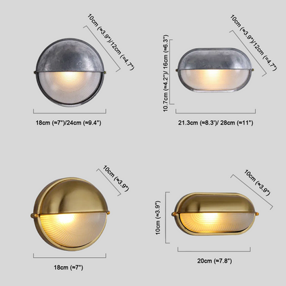 Irondale Modern Round Outdoor Wall Lamp - Silver/Gold Waterproof Metal for Courtyard