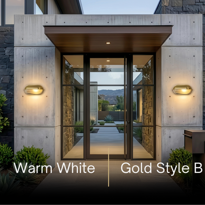 Irondale Modern Round Outdoor Wall Lamp - Silver/Gold Waterproof Metal for Courtyard