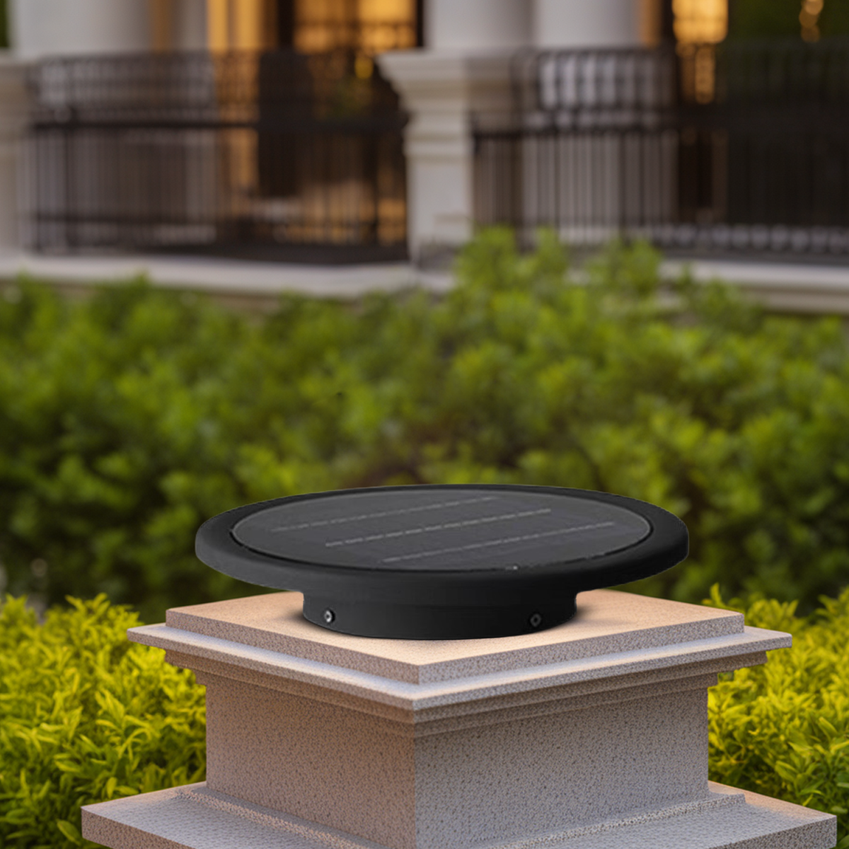 Embrace Modern Round Solar Outdoor Ground Light - Black Metal for Garden