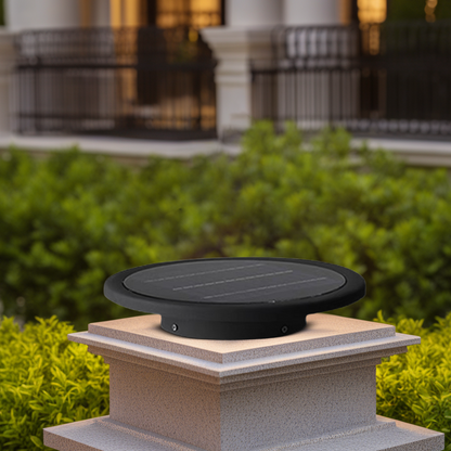 Embrace Modern Round Solar Outdoor Ground Light - Black Metal for Garden
