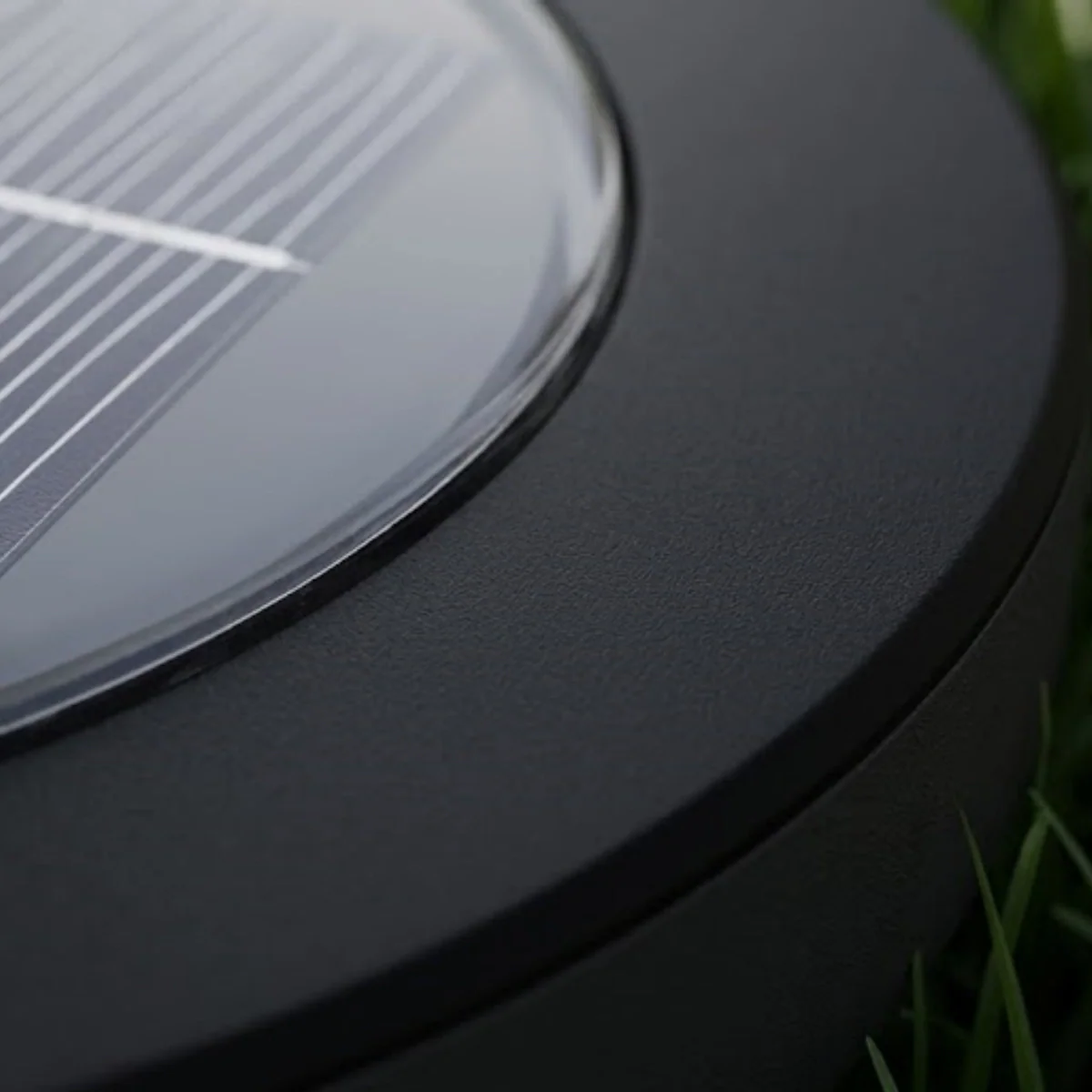 Embrace Modern Round Solar Outdoor Ground Light - Black Metal for Garden