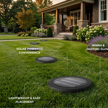 Embrace Modern Round Solar Outdoor Ground Light - Black Metal for Garden