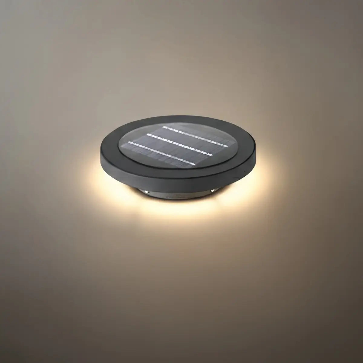 Embrace Modern Round Solar Outdoor Ground Light - Black Metal for Garden