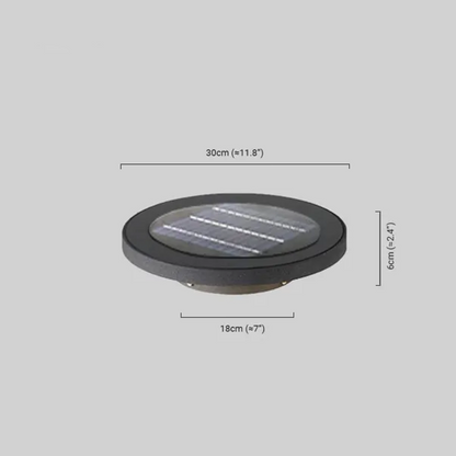 Embrace Modern Round Solar Outdoor Ground Light - Black Metal for Garden