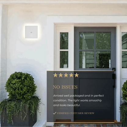 Solara Minimalist LED Outdoor Wall Lamp – Black/White Round/Square Porch Sensor Light