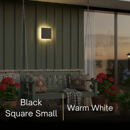 Solara Minimalist LED Outdoor Wall Lamp – Black/White Round/Square Porch Sensor Light