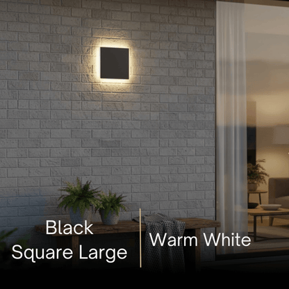 Solara Minimalist LED Outdoor Wall Lamp – Black/White Round/Square Porch Sensor Light