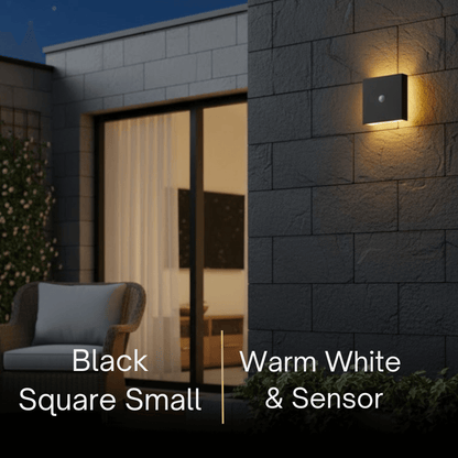 Solara Minimalist LED Outdoor Wall Lamp – Black/White Round/Square Porch Sensor Light