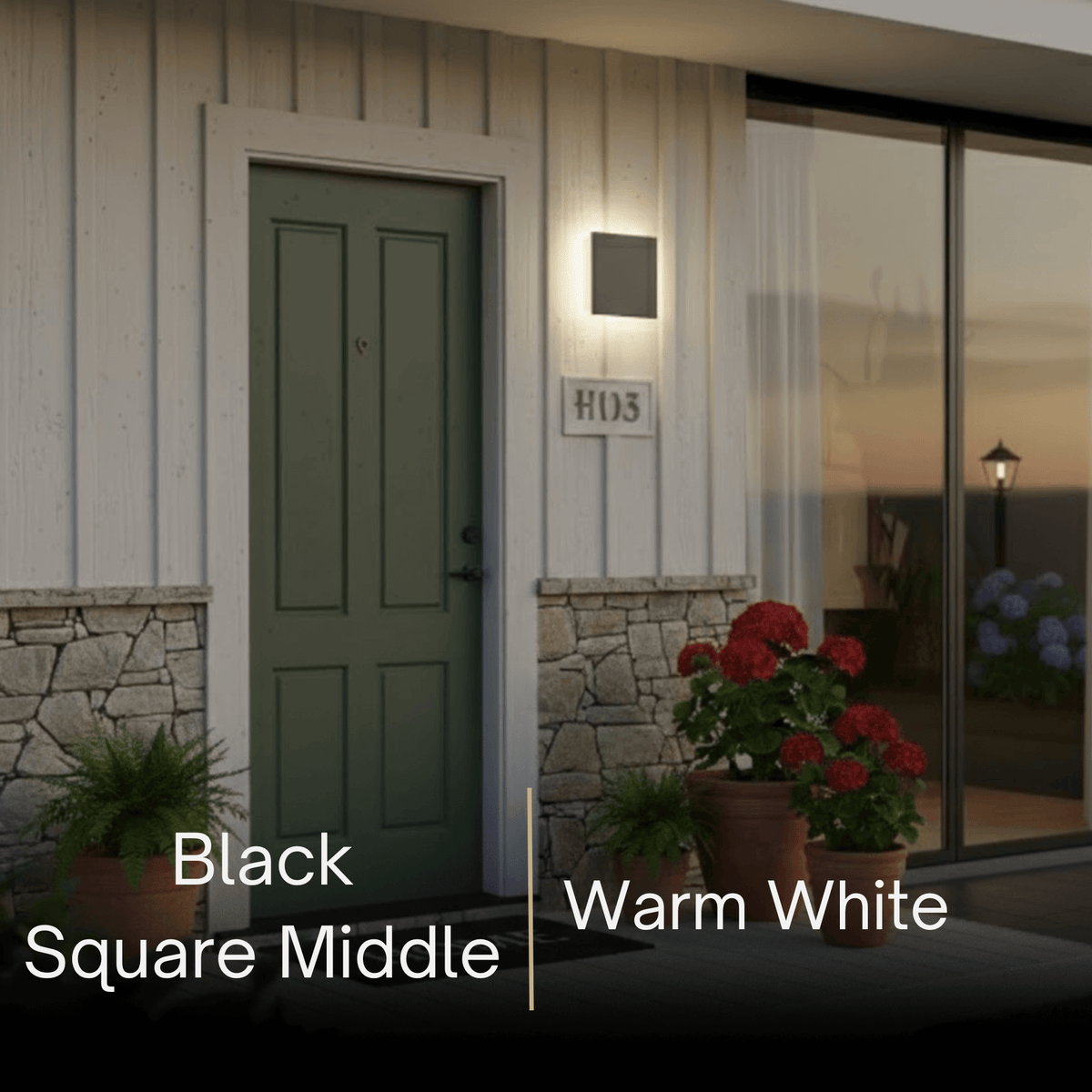 Solara Minimalist LED Outdoor Wall Lamp – Black/White Round/Square Porch Sensor Light