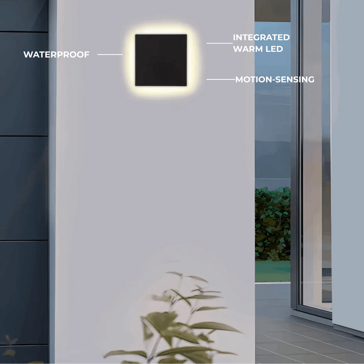 Solara Minimalist LED Outdoor Wall Lamp – Black/White Round/Square Porch Sensor Light
