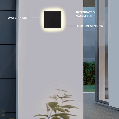 Solara Minimalist LED Outdoor Wall Lamp – Black/White Round/Square Porch Sensor Light