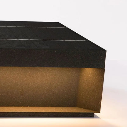 Arcato Modern Square Solar Outdoor Pillar Light - Black Metal for Garden