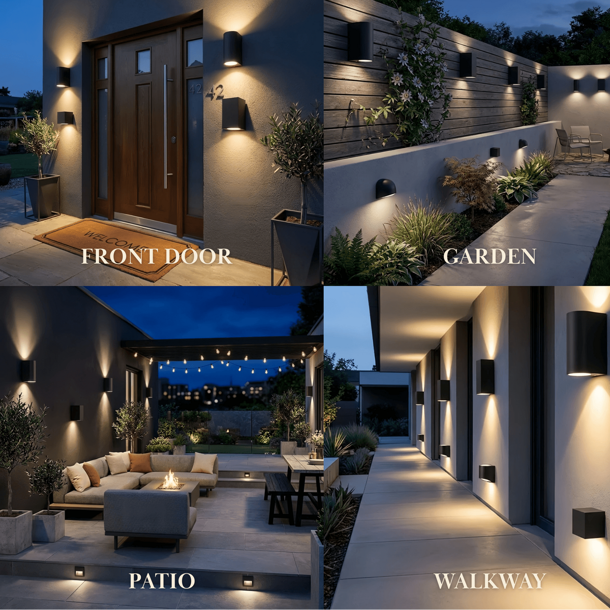 Arcato Minimalist Square/Cylindrical Outdoor Wall Lamp - Black Metal for Garden
