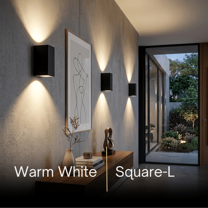Arcato Minimalist Square/Cylindrical Outdoor Wall Lamp - Black Metal for Garden