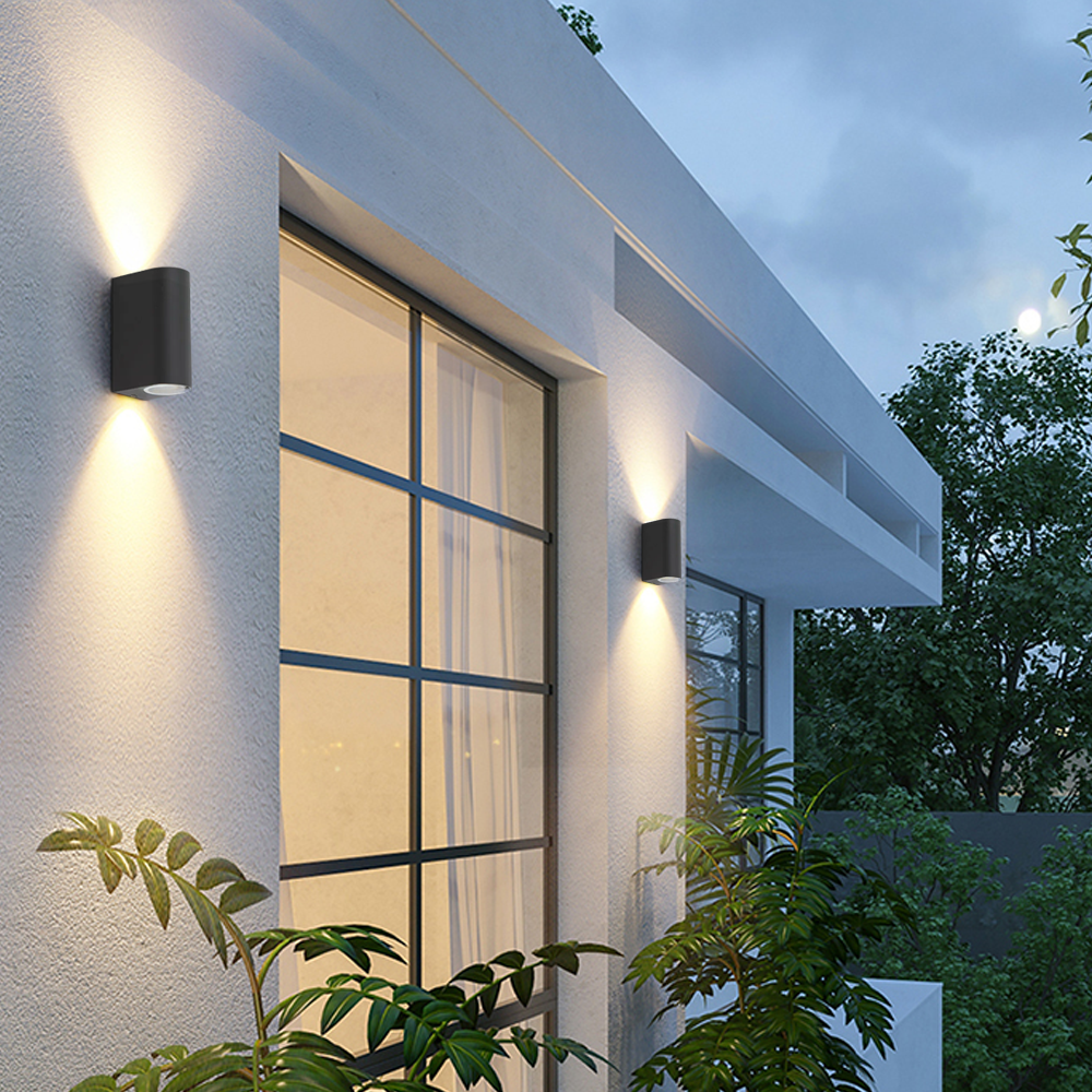 Arcato Minimalist Square/Cylindrical Outdoor Wall Lamp - Black Metal for Garden