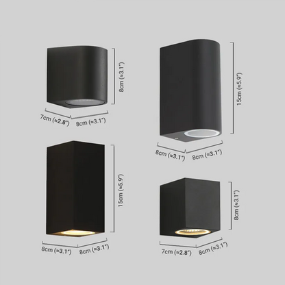Arcato Minimalist Square/Cylindrical Outdoor Wall Lamp - Black Metal for Garden