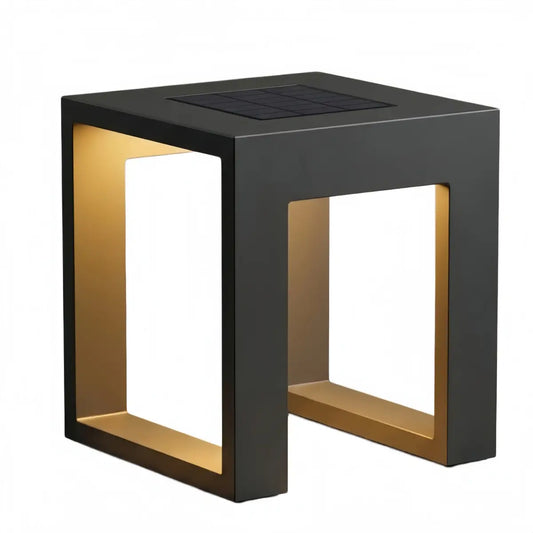 Nuvlight Square Solar Floor Lamp - Weatherproof Black Metal for Terrace & Outdoor