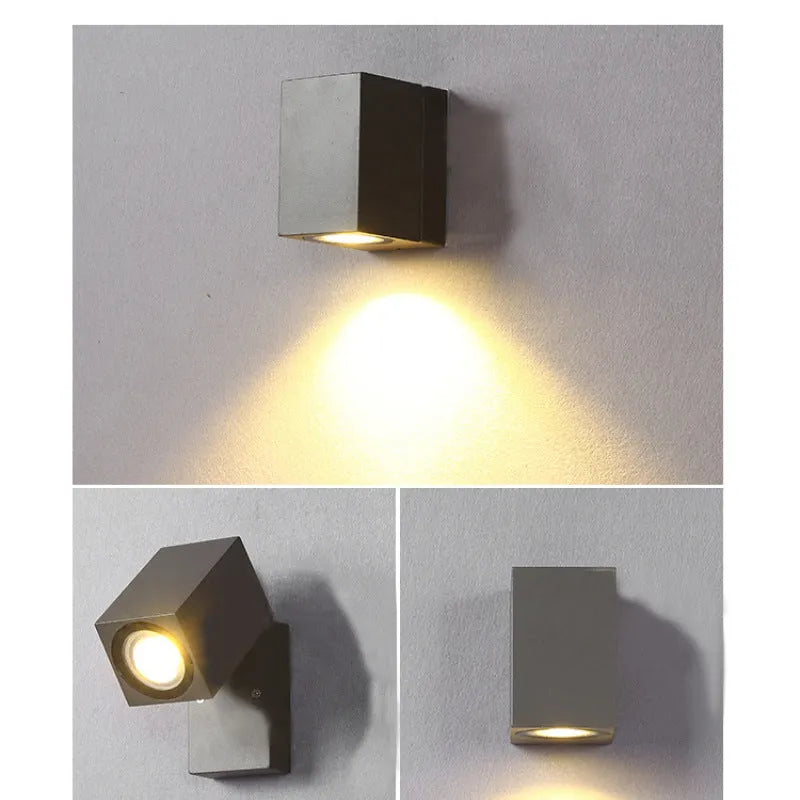 Arcato Modern Rotatable Square Wall Lamp - Black Metal for Outdoor Garden