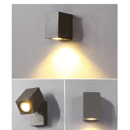 Arcato Modern Rotatable Square Wall Lamp - Black Metal for Outdoor Garden