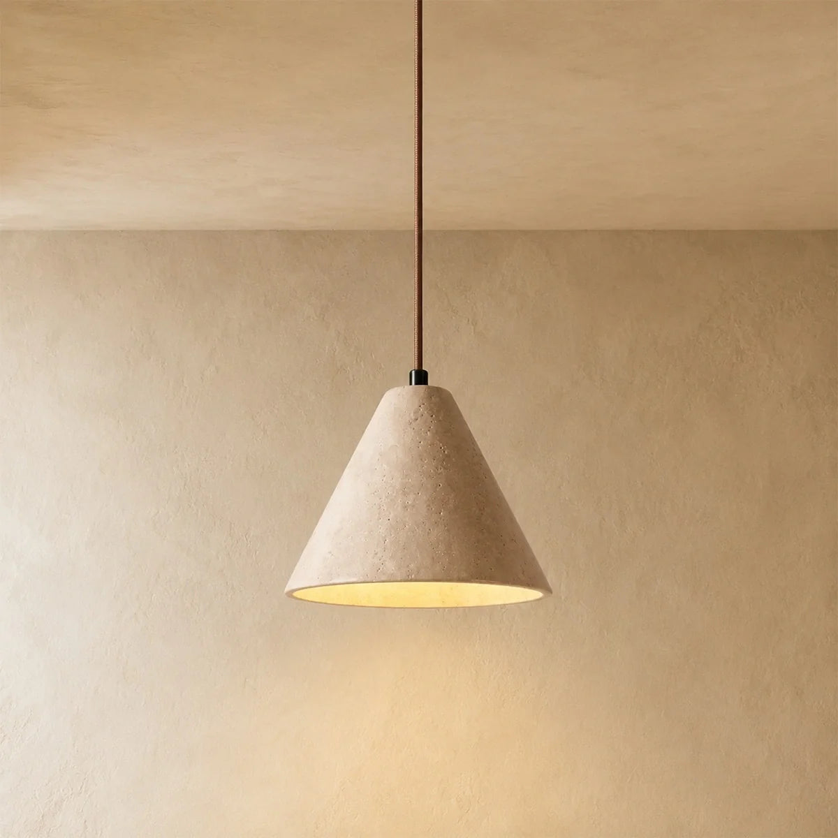 Nuvlight Strata Conical Travertine Pendant Light