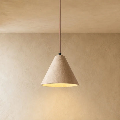 Nuvlight Strata Conical Travertine Pendant Light