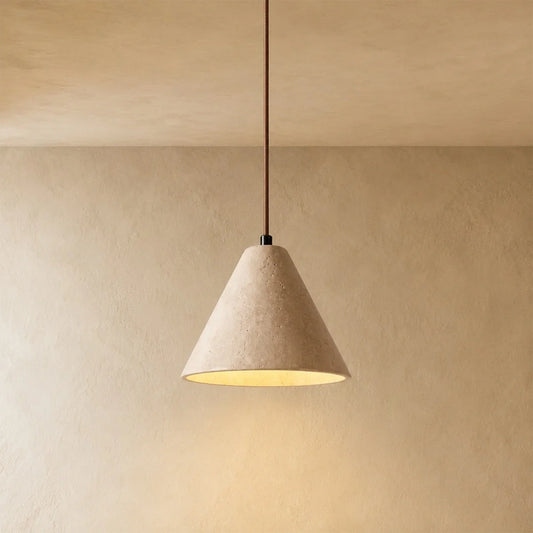 Nuvlight Strata Conical Travertine Pendant Light