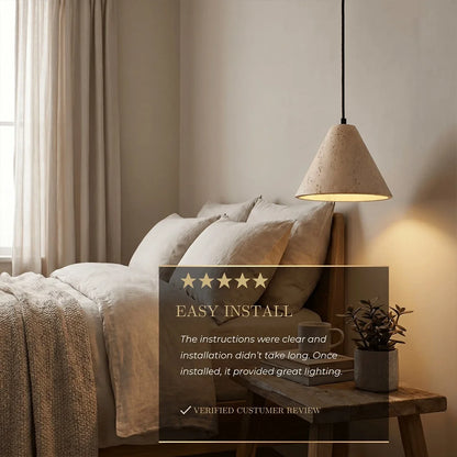 Strata Conical Travertine Pendant Light