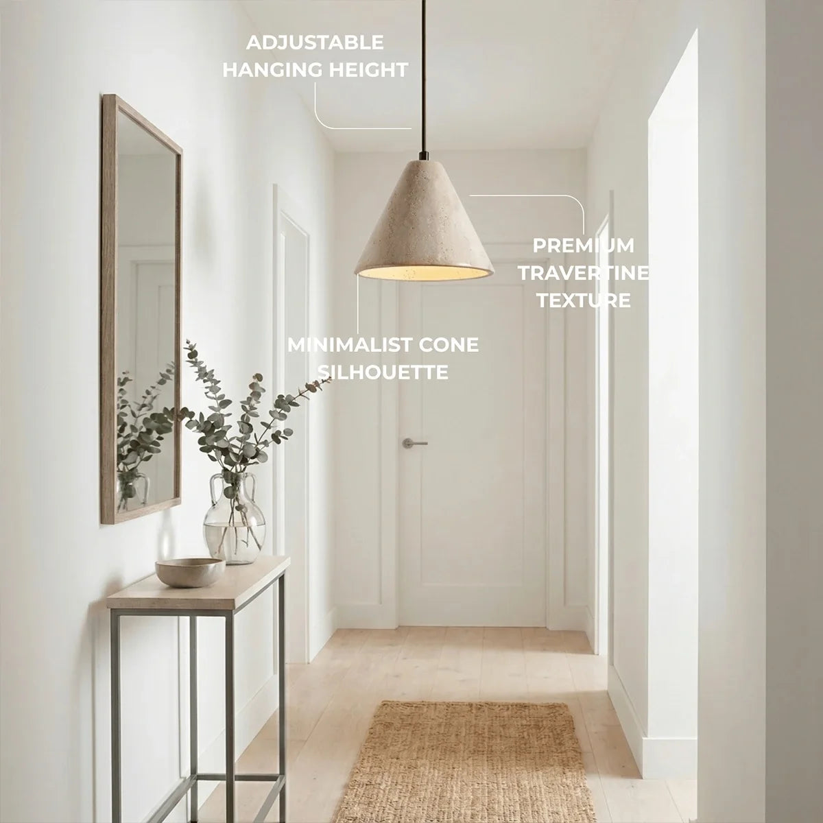 Strata Conical Travertine Pendant Light
