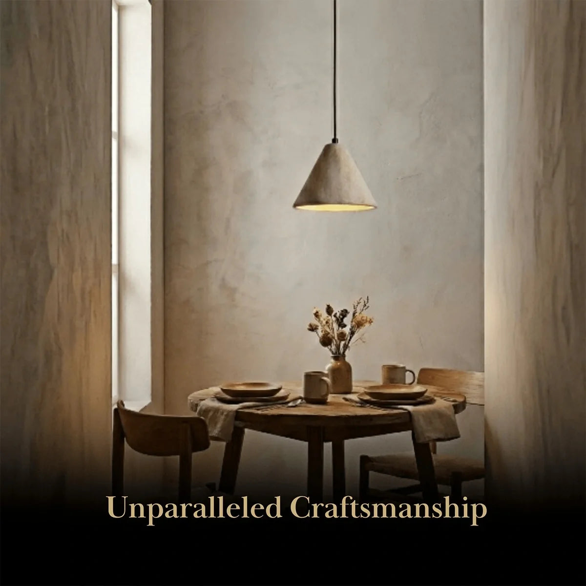Strata Conical Travertine Pendant Light
