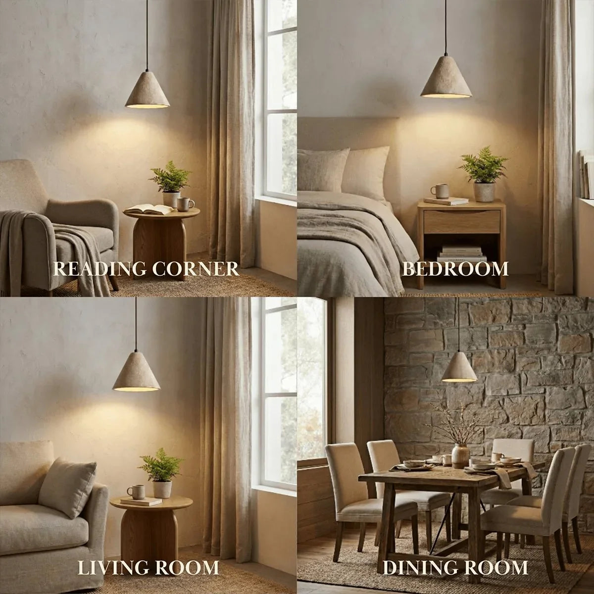 Strata Conical Travertine Pendant Light